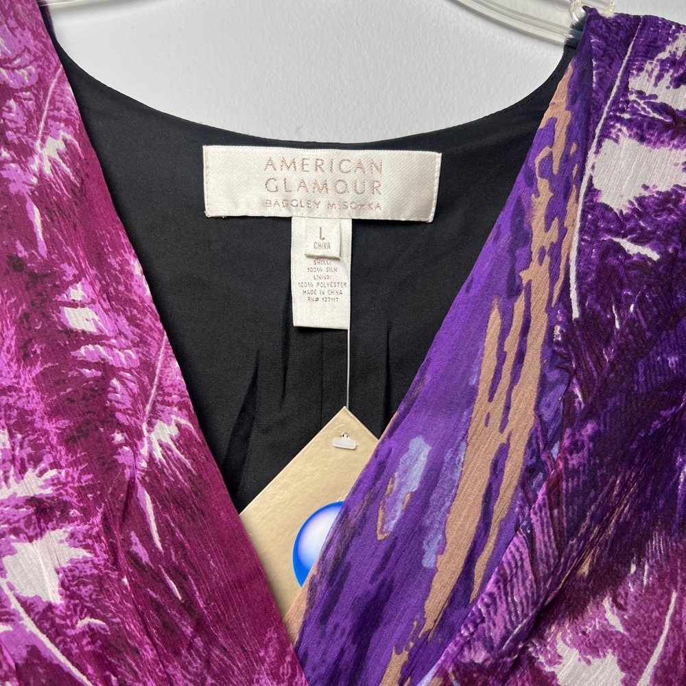 AMERICAN GLAMOUR BADGLEY‎ MISCHKA Babydoll Silk Tunic Top Large Dark Fairy Y2K - Picture 4 of 6